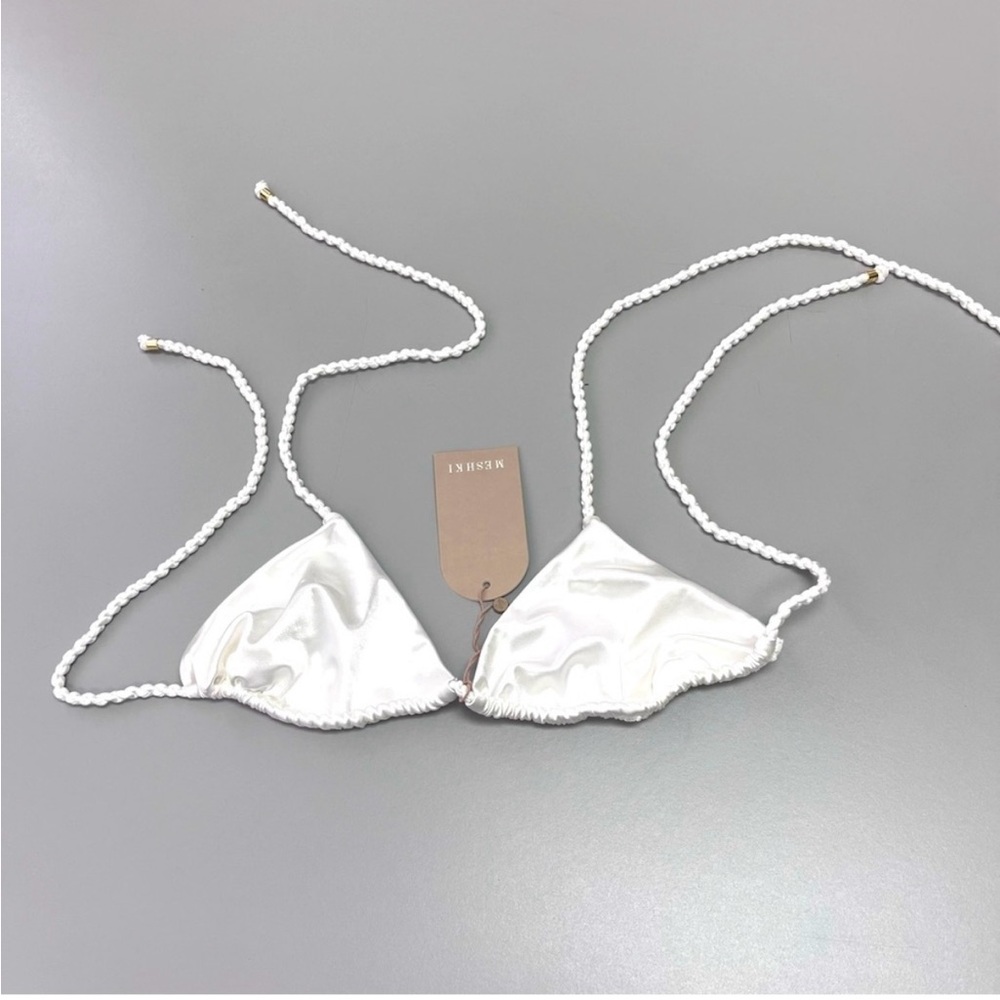 Meshki Sachi Triangle Bikini top with braided ties in Ivory size XS (fits S-M)